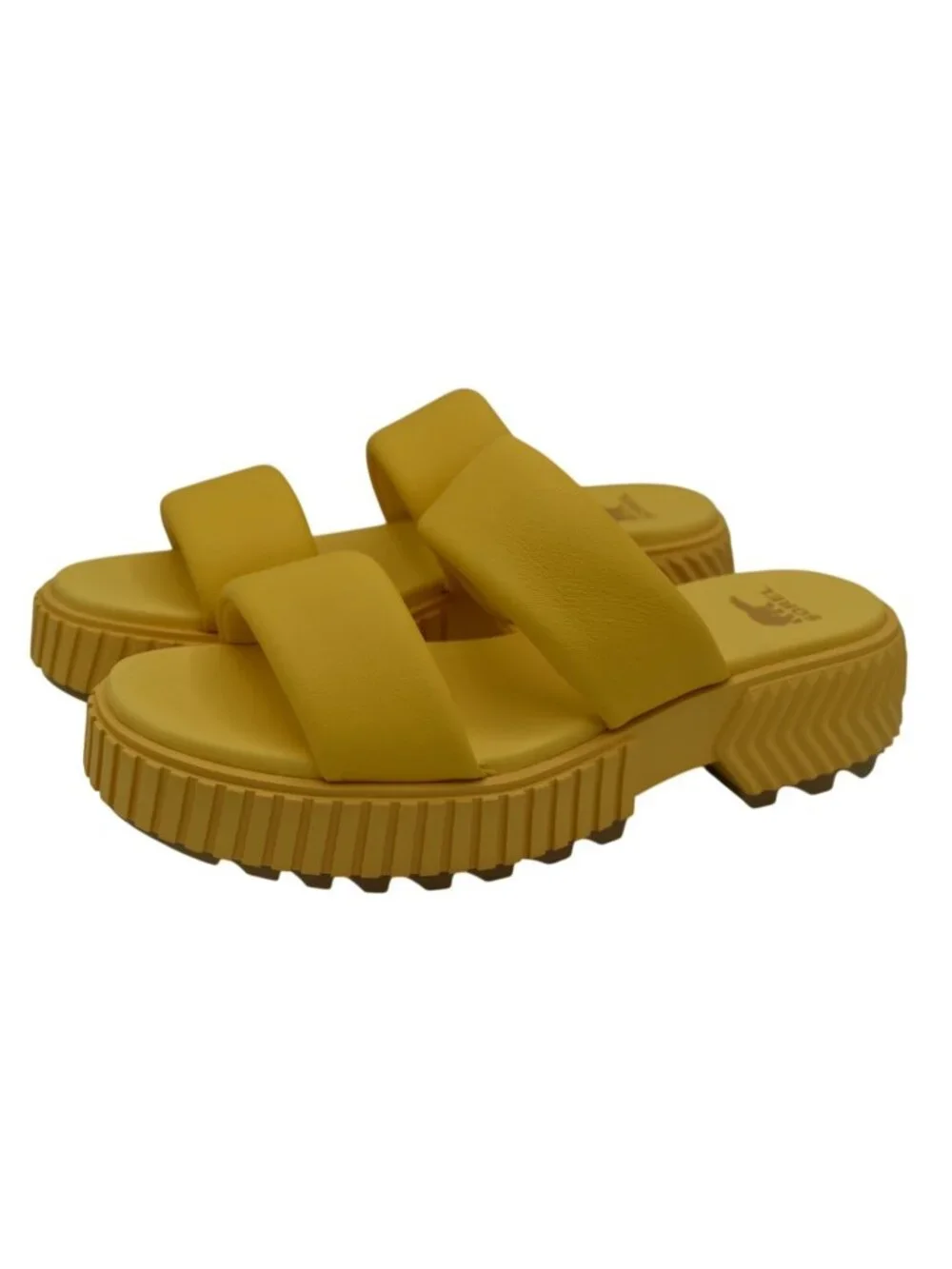 Sorel Womens Size 8.5‎ ONA Streetworks Yellow Ray Platform Slide Sandals Shoes